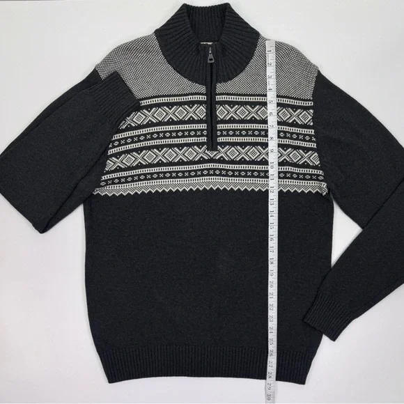 Original Weatherproof Vintage Men's Charcoal and White Zip Up Sweater Medium - Picture 6 of 8